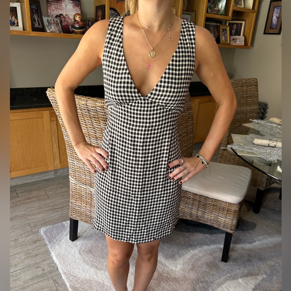Reformation Black and White Checkered Mini Dress